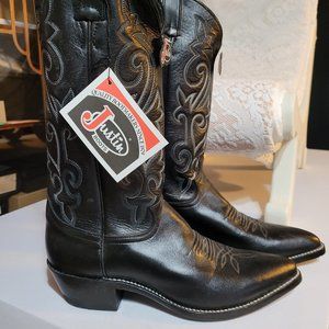 Justin Black Cowboy Boots 8.5B Mens 1408